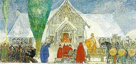 Carl Larsson upsala tempel-midvintersblot France oil painting art